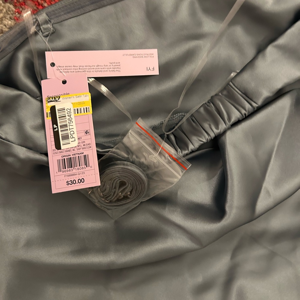 Wild Fable Slate Blue Satin Tube Mini Dress - Picture 7 of 8